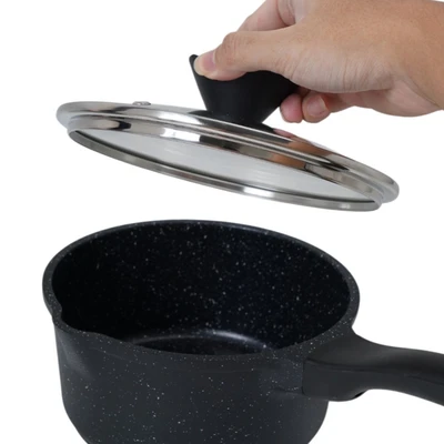 Gambar Sitram Aurelia Panci Saucepan Dengan Tutup 18 cm - Hitam