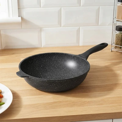 Gambar Sitram Aurelia Wajan Penggorengan Wok 30 cm - Hitam