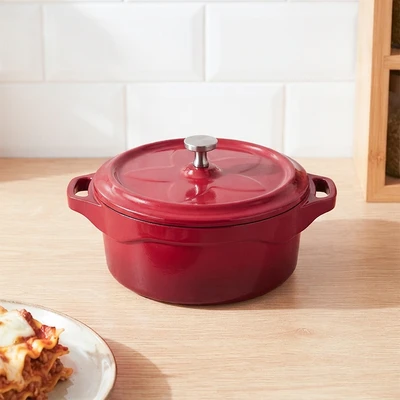 Gambar Culinart Carol Panci Casserole Dengan Tutup Aluminium Non-Stick Coating 12 cm - Merah