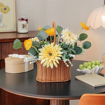 Gambar Forhom Bunga Artifisial Bloom Haven Sunshine Dengan Pot Keranjang Plastik - Mix