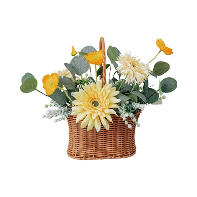 Gambar Forhom Bunga Artifisial Bloom Haven Sunshine Dengan Pot Keranjang Plastik - Mix