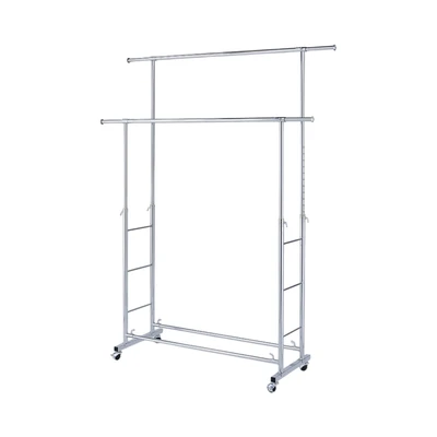 Gambar Stora Gantungan Pakaian Double Heavy Duty Adjustable 121x50x128 cm - Silver