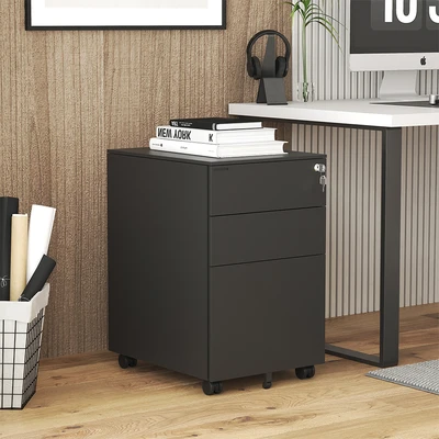 Gambar Krisbow Laci Kantor Pedestal 3 Tingkat 39x52x60 cm - Hitam
