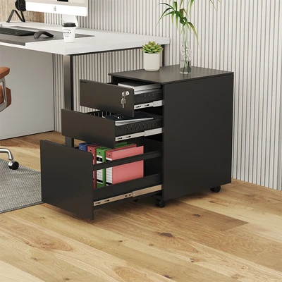 Gambar Krisbow Laci Kantor Pedestal 3 Tingkat 39x52x60 cm - Hitam