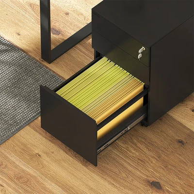 Gambar Krisbow Laci Kantor Pedestal 3 Tingkat 39x52x60 cm - Hitam