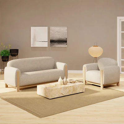 Gambar Nordia Rexton Set Sofa Fabric 1 & 3 Seater - Putih Ivory