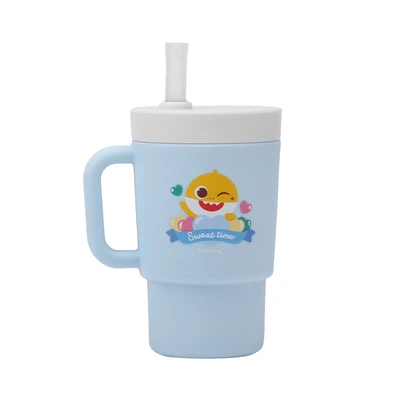 Gambar Kiddy Star Pinkfong  Baby Shark Botol Minum Anak Silikon - Biru