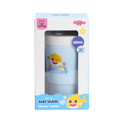 Gambar Kiddy Star Pinkfong  Baby Shark Botol Minum Anak Silikon - Biru