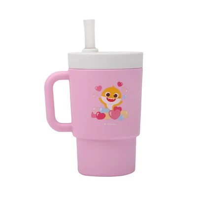 Gambar Kiddy Star Pinkfong  Baby Shark Botol Minum Anak Silikon - Pink