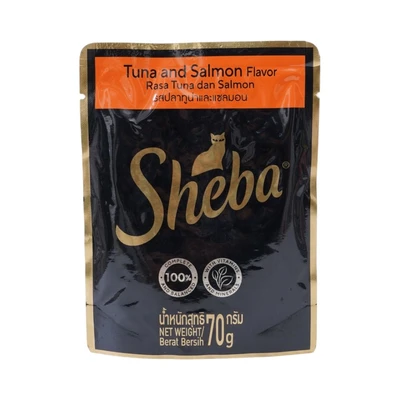 Gambar Sheba Makanan Kucing Basah Adult All Breed Tuna & Salmon 70 grx6 Pcs