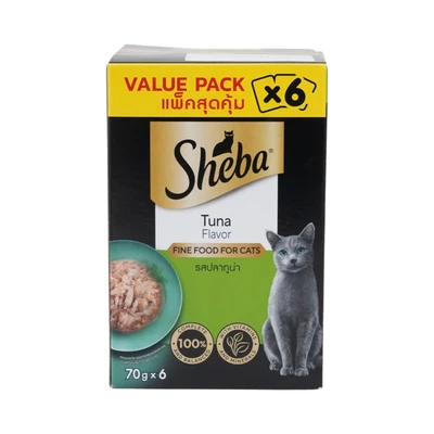 Gambar Sheba Makanan Kucing Basah Adult All Breed Tuna 70 grx6 Pcs