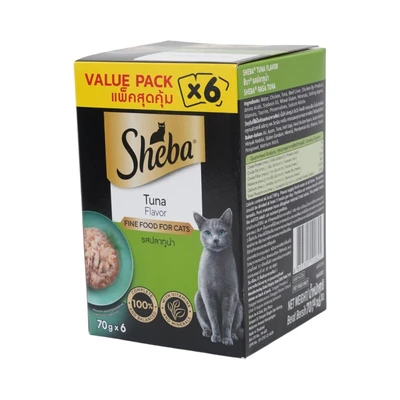 Gambar Sheba Makanan Kucing Basah Adult All Breed Tuna 70 grx6 Pcs