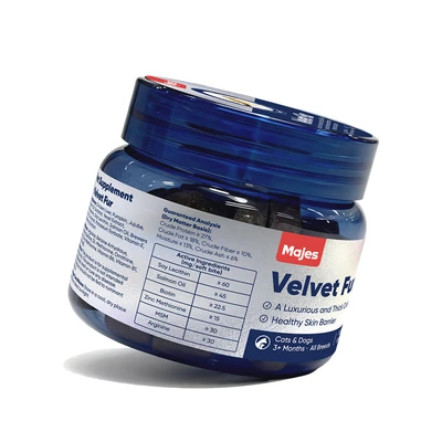 Gambar Majes Suplemen Hewan 3+ Months All Breeds Velvet Fur 90 gr