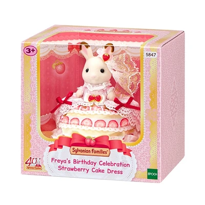 Gambar Sylvanian Families Set Boneka Freyas Birthday Celebration Strawberry Cake Dress 5847 - Mix