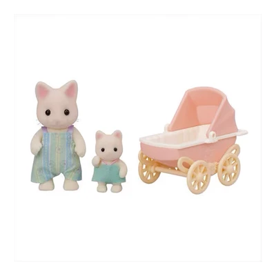 Gambar Sylvanian Families Set Boneka Floral Cat Father & Babys Carriage 56830 - Mix