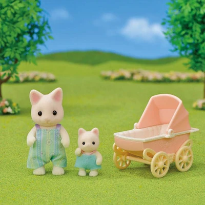 Gambar Sylvanian Families Set Boneka Floral Cat Father & Babys Carriage 56830 - Mix