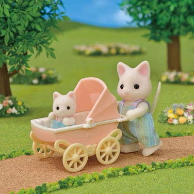 Gambar Sylvanian Families Set Boneka Floral Cat Father & Babys Carriage 56830 - Mix