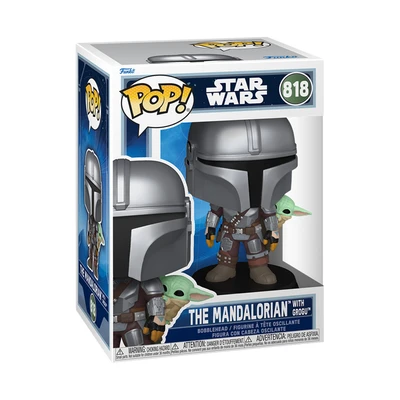 Gambar Funko Pop Figure Star Wars The Mandalorian Bobblehead & Grogu 90443 - Silver