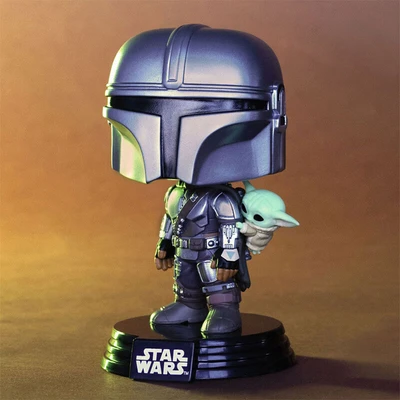 Gambar Funko Pop Figure Star Wars The Mandalorian Bobblehead & Grogu 90443 - Silver