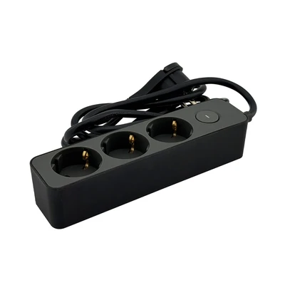 Gambar Krisbow Stop Kontak Ekstensi Single Switch 3 Soket 1.5 Meter - Hitam