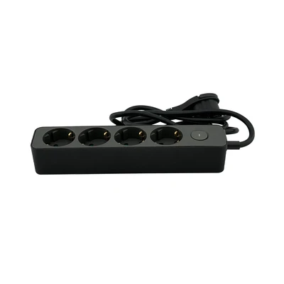 Gambar Krisbow Stop Kontak Ekstensi Single Switch 4 Soket 1.5 Meter - Hitam