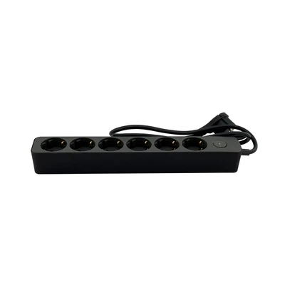 Gambar Krisbow Stop Kontak Ekstensi Single Switch 6 Soket 1.5 Meter - Hitam