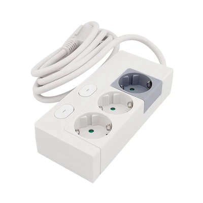Gambar Krisbow Stop Kontak Ekstensi Switch Basic 3 Soket 2 Meter - Putih