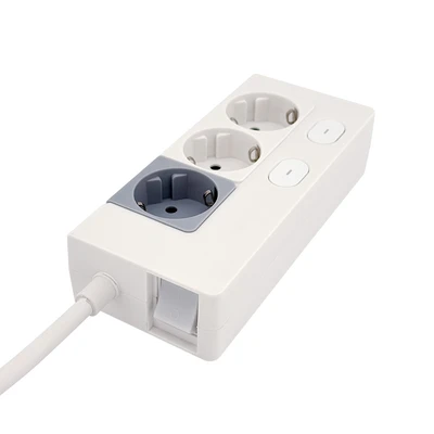 Gambar Krisbow Stop Kontak Ekstensi Switch Basic 3 Soket 2 Meter - Putih