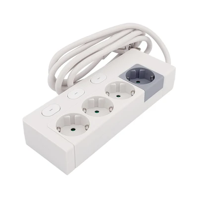 Gambar Krisbow Stop Kontak Ekstensi Switch Basic 4 Soket 2 Meter - Putih
