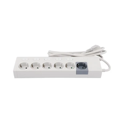 Gambar Krisbow Stop Kontak Ekstensi Switch Basic 6 Soket 2 Meter - Putih
