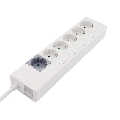 Gambar Krisbow Stop Kontak Ekstensi Switch Basic 6 Soket 2 Meter - Putih