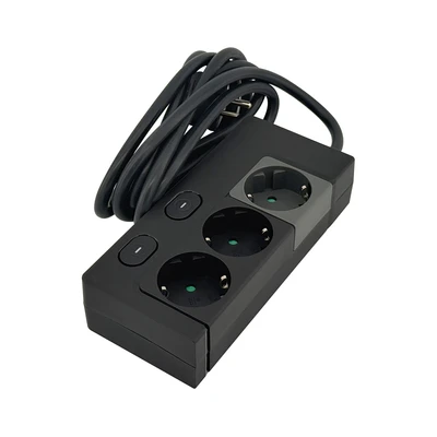 Gambar Krisbow Stop Kontak Ekstensi Switch Basic 3 Soket 2 Meter - Hitam