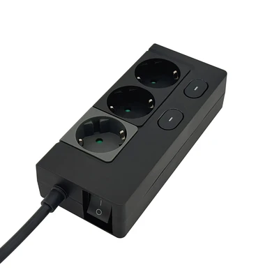 Gambar Krisbow Stop Kontak Ekstensi Switch Basic 3 Soket 2 Meter - Hitam