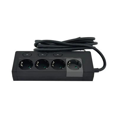 Gambar Krisbow Stop Kontak Ekstensi Switch Basic 4 Soket 2 Meter - Hitam