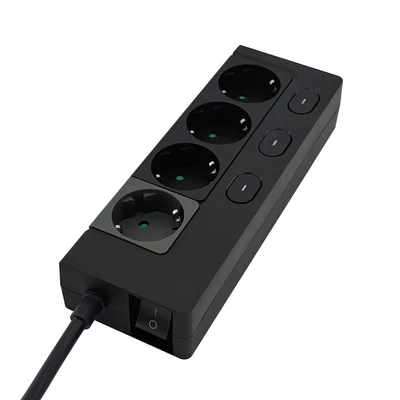 Gambar Krisbow Stop Kontak Ekstensi Switch Basic 4 Soket 2 Meter - Hitam