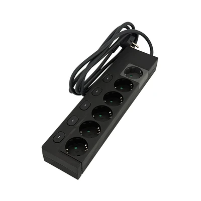 Gambar Krisbow Stop Kontak Ekstensi Switch Basic 6 Soket 2 Meter - Hitam