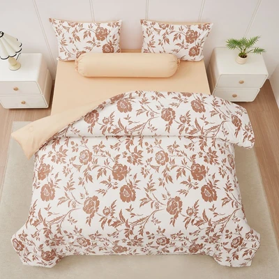 Gambar Informa 180xx200 cm Set 6 pcs Seprai King Microfiber Velvet Emboss Auburn