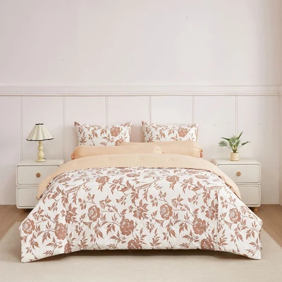 Gambar Informa 160xx200 cm Set 6 pcs Seprai Queen Microfiber Velvet Emboss Auburn