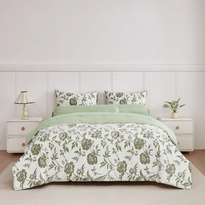 Gambar Informa 160xx200 cm Set 6 pcs Seprai Queen Microfiber Velvelt Emboss Eucalyptus