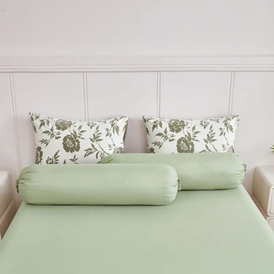 Gambar Informa 160xx200 cm Set 6 pcs Seprai Queen Microfiber Velvelt Emboss Eucalyptus