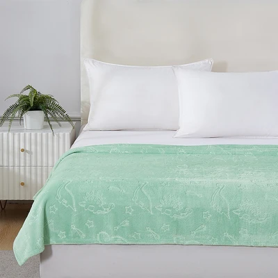 Gambar Informa Selimut Anak Microfiber Polyester Emboss Dino 125x150 cm - Hijau