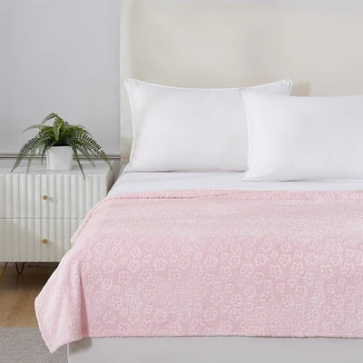 Gambar Informa Selimut Anak Microfiber Polyester Emboss Bunga 125x150 cm - Pink