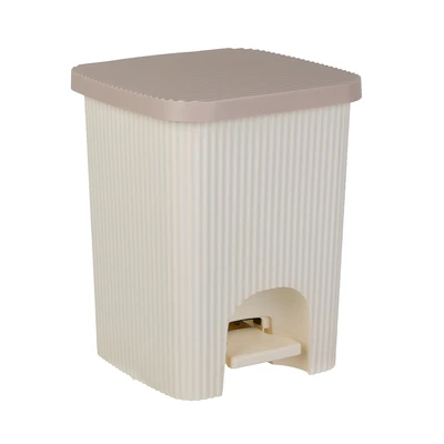 Gambar Selma Tella Tempat Sampah Pedal Plastik 15 Liter - Krem/Cokelat