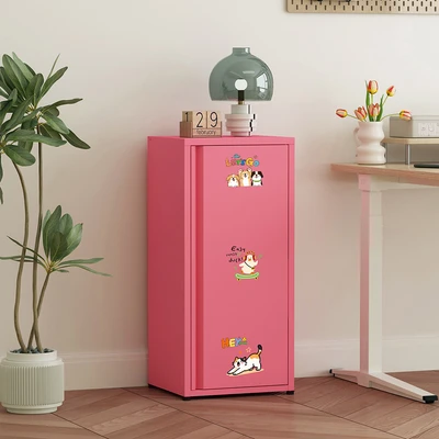 Gambar Stora Visca Kabinet Metal 1 Pintu Dengan Sticker - Pink Coral