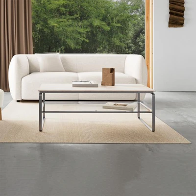 Gambar Informa Reina Meja Tamu Travertine Rectangle - Krem Beige/Silver