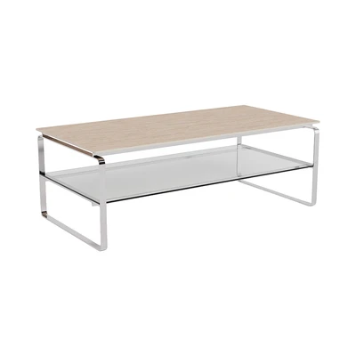 Gambar Informa Reina Meja Tamu Travertine Rectangle - Krem Beige/Silver