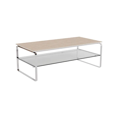 Gambar Informa Reina Meja Tamu Travertine Rectangle - Krem Beige/Silver
