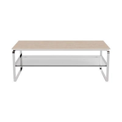 Gambar Informa Reina Meja Tamu Travertine Rectangle - Krem Beige/Silver