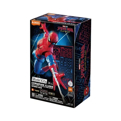 Gambar Blokees Marvel Champion Class Action Figure Spider-Man Model Kit - Merah/Biru