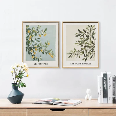 Gambar Informa Hiasan Dinding Kanvas Print Branch 28x35 cm Set 2 pcs - Mix